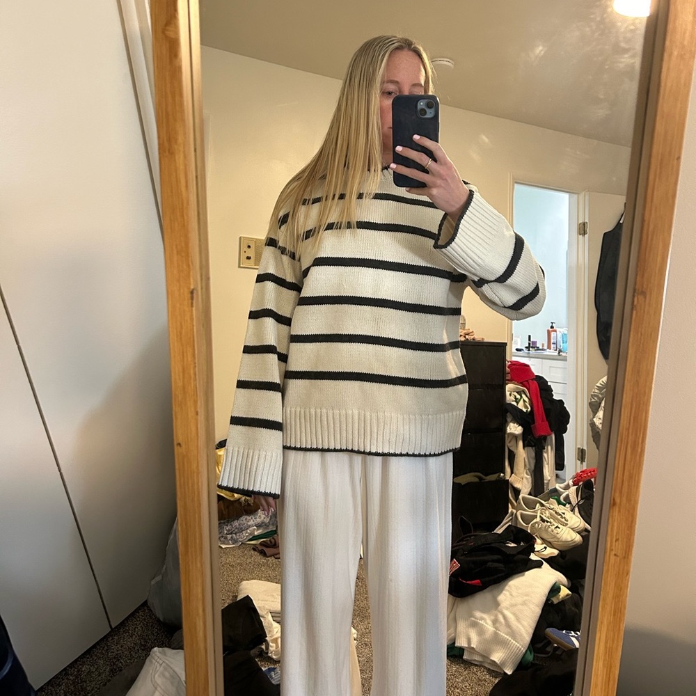 NA-KD black and white striped sweater